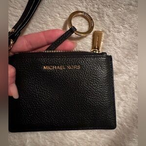 Michael Kors Black Pebbled Leather Keychain Pouch